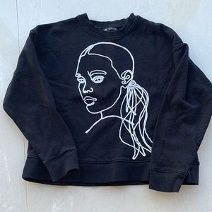 ZARA Abstract Face Art crew neck sweater Adult woman size small NWOT